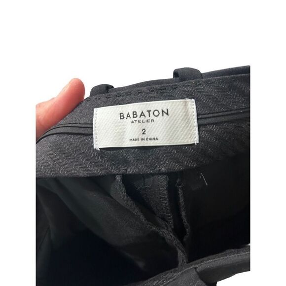 Babaton Atelier High Waist Crop Hem Flat Front Trousers Dress Pants Black Size 2 - Picture 6 of 10